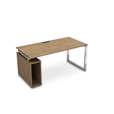 Стол с тумбой под системный блок Глосс Лайн/Gloss Line (O-образные опоры) Teakwood/Металл глянец