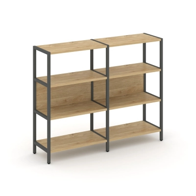 Двухсекционный стеллаж трехярусный Шелф Систем/Shelf System SN.STM-321 Тиквуд светлый/Антрацит