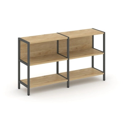Двухсекционный стеллаж двухярусный Шелф Систем/Shelf System SN.STM-221 Тиквуд светлый/Антрацит