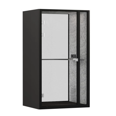 Офисные акустические кабины СаундКуб/SoundCube RV UNO+ з/с-стекло SDC-1.2-GL Антрацит/Зимний Лес/Антрацит/Прозрачный/Серый
