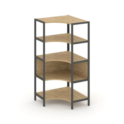 Односекционный угловой стеллаж четырехярусный Шелф Систем/Shelf System SN.STMU-411 Тиквуд светлый/Антрацит