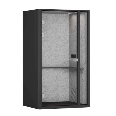 Офисные акустические кабины СаундКуб/SoundCube RV UNO+ з/с-глухая SDC-1.2-WA Антрацит/Зимний Лес/Антрацит/Прозрачный/Серый