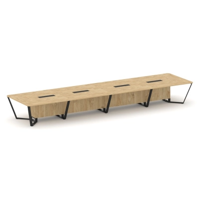 Стол переговорный квадратный Стил Мит/Steel Meet 6400х1600 black KD-PR.B.SP-20 Тиквуд светлый