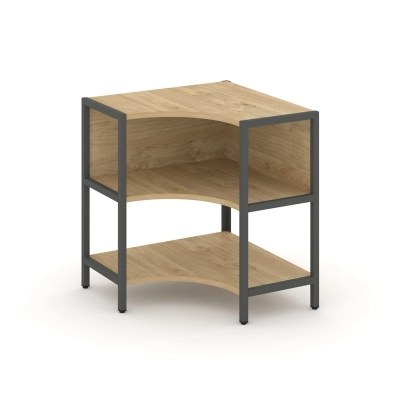 Односекционный угловой стеллаж двухярусный Шелф Систем/Shelf System SN.STMU-211 Тиквуд светлый/Антрацит
