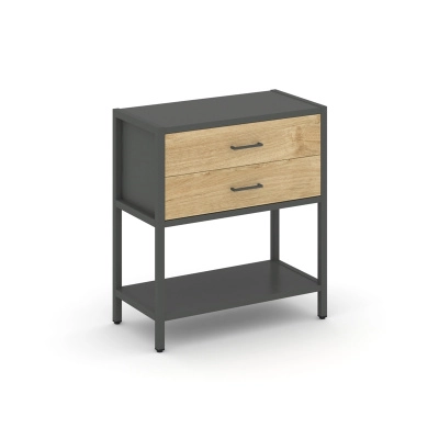 Односекционный стеллаж двухярусный с ящиками Шелф Систем/Shelf System SN.STM-212 Тиквуд светлый/Антрацит