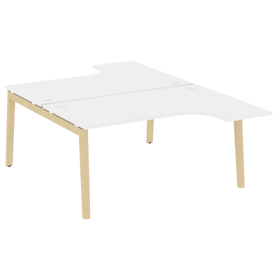Стол-бенч двойной на деревянных опорах Оникс Вуд/Onix wood OW.D.SA-4 Белый бриллиант