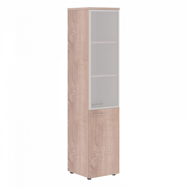 Шкаф колонка комбинированная с топом (стекло в алюм. рамке) Xten XHC 42.7(R/L) Дуб Сонома