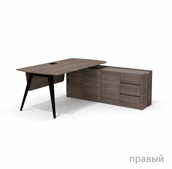 Стол руководителя Нуар NR-180.1 + NR-33 Дуб Монте
