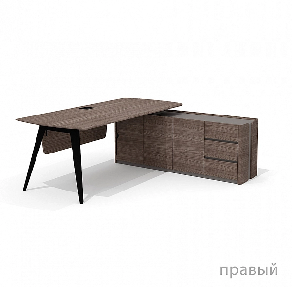 Стол руководителя Нуар NR-200.1 + NR-33 Дуб Монте